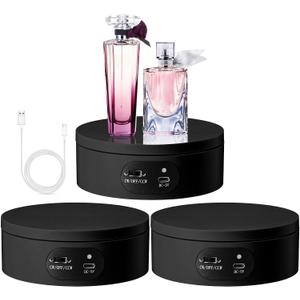 Hoteam Turner Cup Rotating Display Stand for Epoxy Glitter Tumbler Display Turner 360 Degree Tumbler Spinner Automatic Spinning Rotating Platform Mute Photography Turntable(Black,3 Pcs)
