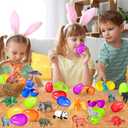 OCHIDO 24 Pack Prefilled Easter Egg With Animal Dinosaur Toy, Easter Basket Essentials Easter Basket Stuffers for Kids, Easter Egg Hunt Game, Easter Party Favor Classroom Rewards