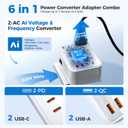 Upgraded 350W Voltage Converter US to Europe for Hair Straightener Shaver Toothbrush CPAP Camera Cell Phone - 220V to 110V Converter for European Travel, Power Converter Adapter Combo with PD Chargers