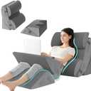 Hansleep 6PCS Orthopedic Bed Wedge Pillow for Sleeping, Adjustable Post Surgery Pillow Set for Body, Back and Leg Pain Relief, Memory Foam Support Pillows for After Surgery, Grey (6pcs-23.6x27'', Gray)