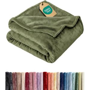 Ultra Soft Fleece Blanket Twin Size - Flannel Fleece Luxury Twin Blanket - Lightweight for Couch Bed Chair - Thick, Warm and Breathable - All Season Cozy Fuzzy, Anti-Static Microplush Bedding, Olive
