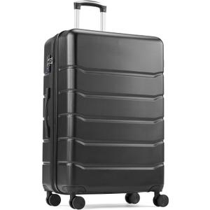 Simple Deluxe 24 Inch Hardside Carry On Luggage, Suitcase with Double Spinner Wheels & TSA Lock, Hard Shell Suitcase, Expandable Rolling Lightweight Luggage, Black