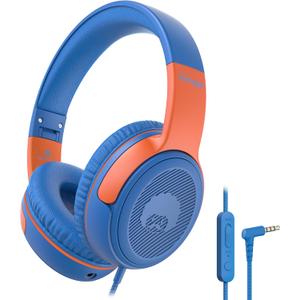 Kids Headphones Wired Toddler Headphones with Microphone, OverEar Headphones, 85/94dB VolumeLimiting, 3.5mm Jack, Foldable OnEar Design Safe & Comfortable for Learning & Entertainment