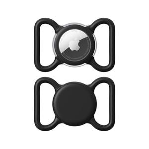 Waterproof Airtag Holder for Dog Collar, Soft Full-Body Protective Airtag Holder for Dog & Cat Collars, Ultra-Durable, Easy Installation, Lightweight Clear Airtag Case (Black, Large)
