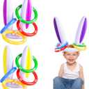 3 Pack Inflatable Easter Bunny Ring Toss Game with ​Score Ring - ​Easter Basket Essential for Kids Indoor Outdoor Rabbit Ears Toss Toy, Family Party Games School Carnival Activities(3 Set & 12 Rings)