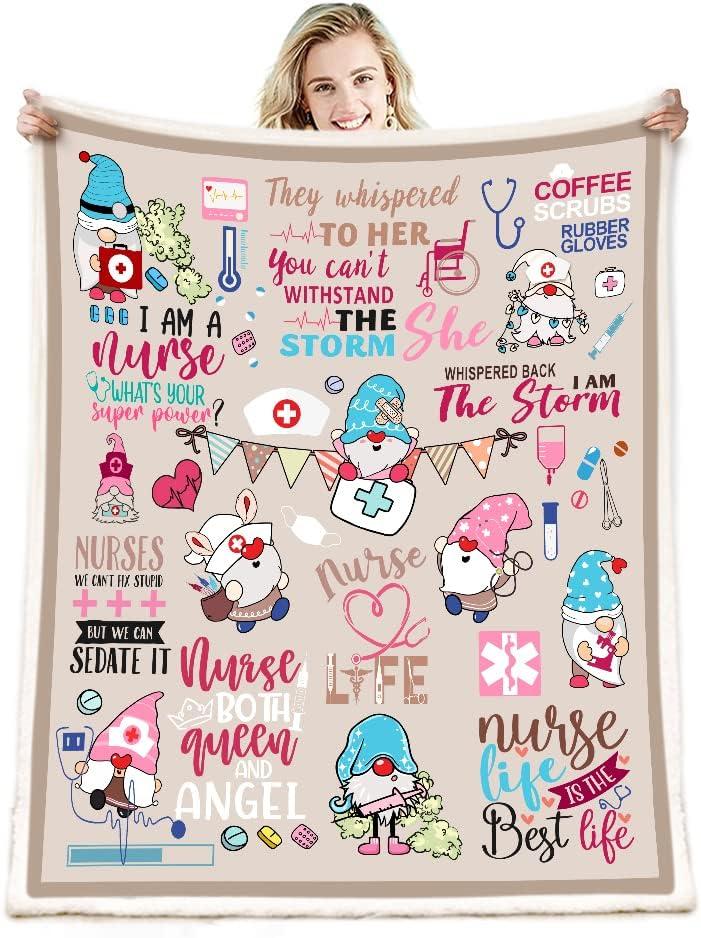 Nurse Week Gifts: Soft Fluffy Sherpa Warm Throw Blanket for Women & Nursing Students (H11, 60"x80")