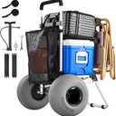 VEVOR Beach Dolly with Big Wheels for Sand, 20" x 15" Cargo Deck, Folding Sand Cart with 12" Balloon Wheels, 165 lbs Loading Capacity & 34" to 46" Adjustable Height, Heavy Duty Cart for Beach Camping