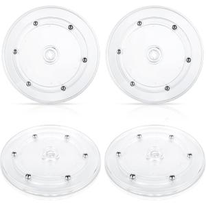 WOPPLXY 4Pcs Small Lazy Susan 6 Inch, 6 Inch Lazy Susan Turntable Acrylic Ball Bearing Rotating Tray, Rotating Swivel Base Clear Acrylic Plates for Kitchen Countertop, Pantry, Cabinet, Spices, Makeup