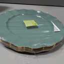 Chambury Casa Plates Dark Green Plastic Plates, Wavy Plates with Gold Rim Heavy Duty Disposable Party Plates, Fancy Dinner & Dessert Plates for Party and Wedding, 5 Packs