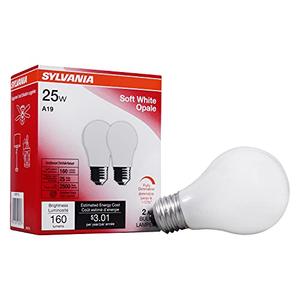 LEDVANCE Sylvania Incandescent Light Bulb, 25W A19, Dimmable, Medium Base, 160 Lumens, 2850K, Soft White - 2 Pack (10562), Set of 3