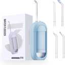 Water Flosser  Waterproof Portable for Teeth ，Water Dental Flosser Portable Cordless Oral Irrigator 3 Modes 6 Flossing Nozzles, Compact & Light for Travel (Blue)
