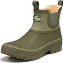 HISEA Women's Saltwater Winter Rain Boots Waterproof Duck Chelsea Lined Outdoor Garden Boot (8, Olive Green)