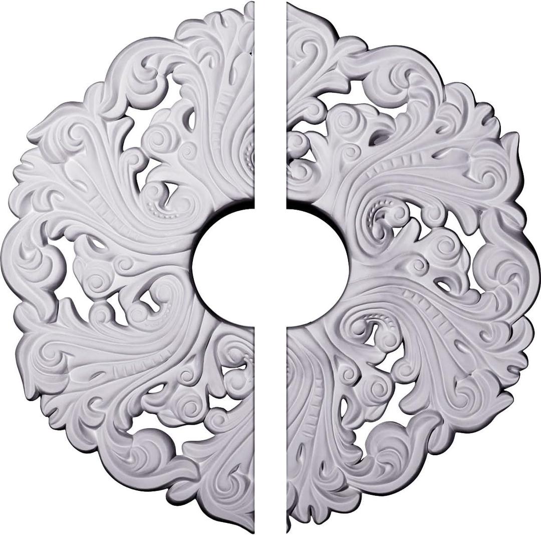 Ekena Millwork CM19OR2 19 5/8"OD x 4 3/4"ID x 1 3/4"P Orrington Ceiling Medallion, Fits Canopies up to 4-3/4", 2 Piece
