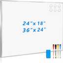 Whiteboard for Wall, 24" x 18" Magnetic White Board Dry Erase Board with Silver Aluminum Frame, Hanging Wipe Board for Office, Home, School, Kitchen, Dorm
