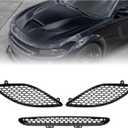 Hood Scoop Bezel Set for Dodge Charger SRT Hellcat 2015-2020 Accessories, Front Hood Scoop Grill Grille Vent Trim Black for 68202581AB 68202580AC 68202580AA 68202580AB 68202462AD, 3 Pieces Kit Set