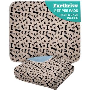 Furthrive Washable Pee Pads for Dogs with Pheromone Attraction, Reusable Puppy Pads, Waterproof Non-Slip Training Pad, 31.25  27.25 in, Pet-Friendly for Crates, Apartments, Puppy Supplies (One Unit)