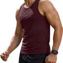 Riyiper Mens Compression Tank Top Sleeveless Slim Fit Undershirt Workout Athletic Base Layer Running Gym Tight Shirt(Wine Red, Small)