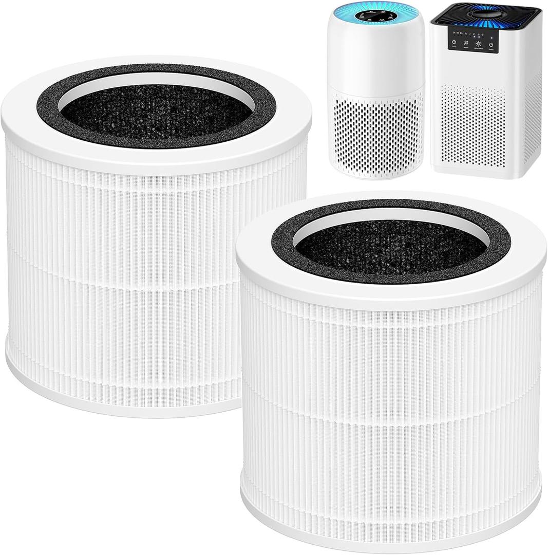 2-Pack AP100 AP102 Replacement Filter Compatible with AromaRoom AP100-A, AP100-B, AP100-C, AP102 & Core Mini Air Purifiers, 3-in-1 H13 HEPA and Activated Carbon Filter, White