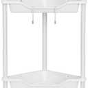 Orimade Rustproof 4 Tier Floor Standing Corner Shower Caddy Organizer, Plastic Metal Splicing Floor Corner Shelf Rack Stands for Bathroom, White