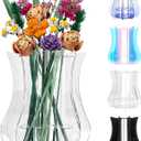 Vase for Lego Flowers Bouquet, Acrylic Display Holder Compatible with Lego Botanical Collections Roses Sunflowers, for Lego Flower Building Set Lovers, Crystal Clear