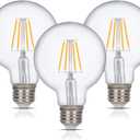 Simba Lighting LED Edison Vintage Vanity Globe Filament G25 (G80) 4W Dimmable 40W Equivalent (3 Pack) 120V Light Bulb for Bathroom Makeup Mirror, Medium E26 Base, CE, RoHS Compliant, Warm White 2700K