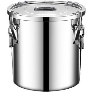 304 stainless steel food storage containers with lids lock clips airtight container large airtight for rice flour sugar grain coffee bean storage containers Kitchen jar (5.55gal/21L)