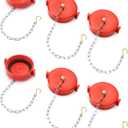QWORK 2-1/2" NST/NH Plastic Fire Hose Connection Standpipe Cap Fitting and Chain Fire Equipment, Red - 6 Pack Anti Theft FDC Caps (2.5 Inch)