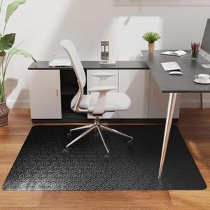 Office Chair Mat for Hardwood Floor, 30"x48" Large Black PVC Computer Desk Chair Mat with Unique Pattern for Gaming, Anti-Slip Floor Protector for Home Office, Rolling Chair