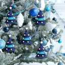 Leinuosen 12 Pcs Christmas Tree Ornament 4.8 Inch Yarn Tassel Christmas Hanging Ornament Handmade Macrame Xmas Tree Decor (Blue)