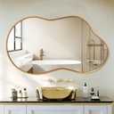 Irregular Wall Mirror - Wall Mirrors Decorative 20"x36" Gold Asymmetrical Mirror Tempered Glass Aviation Aluminum Alloy Frame for Bathroom, Bedroom, Living Room, Cloakroom, Entryway