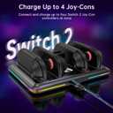 2 x Charging Dock for Nintendo Switch 2 Controller, [4 Game Card Storage Slot] [RBG LED Indicators] 4 in 1 Magnetic Controller Fast Charger Station Dock for Nintendo Switch 2 Accessories