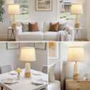 GyroVu 3 Color Temperature Adjustable Table Lamp, Ceramic Lamp Set of 2, Lamp for Nighstand, Bedside Lamps with Rotary Swtich, Nightstand Lamp for Living Room Bedroom Office, Bulbs Included-Brown