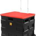 MaxWorks 50830 Collapsible Black Rolling Folding Dolly Cart for Teachers - Multi-Functional Teacher Dolly with Extra Storage, Durable Wheels, and Easy-to-Fold Design for Classroom, Office, Shopping