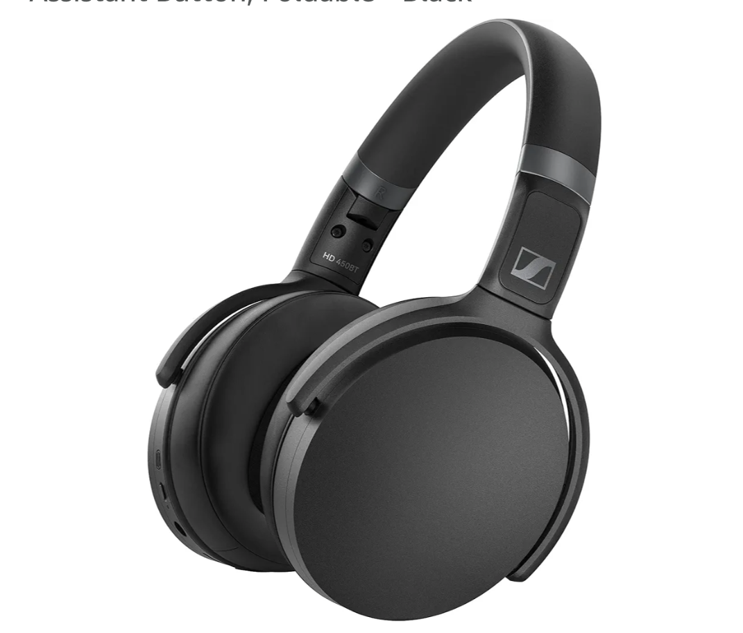 Sennheiser Consumer Audio HD 450BT Bluetooth 5.0 Wireless Headphone with Active Noise Cancellation  30Hour Battery Life, USBC Fast Charging, Virtual Assistant Button, Foldable  Black