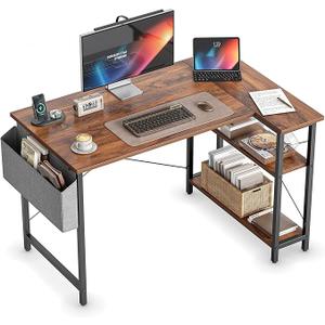CubiCubi L Shaped Desk, 40" Computer Desk with Reversible Storage Shelves Home Office Corner Desk Study Writing Gaming Table, Brown