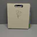 3 Ring Binder with Clipboard,1 Inch Binders with Notepad&5 Dividers with Pockets, Labels,PU Clipboards for School Office(Beige Flower,Letter Size)