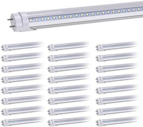 T8 LED Replacement, HouLight 25-Pack, 18W 4-Foot T8 LED Light Tube, 6000K, Daylight, Transparent Cover, Super Bright White, Double End Power (25 Count (Pack of 1), Clear Cover)