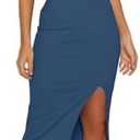 OWIN Women's Adjustable Spaghetti Straps Sleeveless High Waist Split Midi Bodycon Cocktail Party Dress, Size S