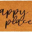Juvale Natural Coco Coir Large Door Mat, Happy Place Long Outdoor Rug (17 x 60 in)
