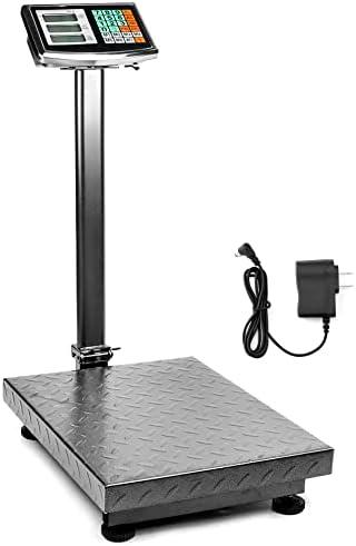 QWORK Foldable 600LB Weight Computing Postal Scale, Floor Platform Digital Scale, Accurate Warehouse Large Shipping Mailing LB/KG Calculator