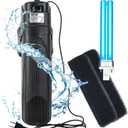 COOSPIDER Aquarium Filter Sun JUP-01 for 40-80 Gallon Tank Clear, U-V Fish Tank Green Clean Machine Submersible Pump w/ 1 Spare Bulb + 2 Replace Filter