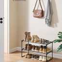 SONGMICS Shoe Rack, 2-Tier Shoe Organizer, Metal Storage Shelf, Upright or Upside Down, for 6-9 Pairs, Stackable, for Entryway, 11.8 x 26.8 x 14.6 Inches, Black ULSA202B01