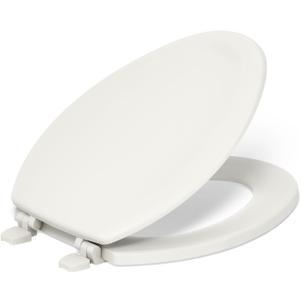 Kohler K-4647-47 Stonewood Molded-Wood with Color-Matched Plastic Hinges Elongated Toilet Seat, Almond