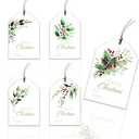 Christmas Paper Gift Tags with Rope, Hanging Labels for Gift Present Wrapping, for Holiday Decorations (Watercolor, 100pcs/5Designs)