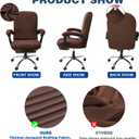 NeColorLife Stretchable Office Chair Cover with Armrest Covers High-Back Desk Chair Slipcover, Checked Jacquard Fabric, Washable (Large Size, Coffee)