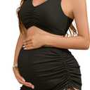 American Trends Maternity Swimsuit Two Piece Pregnancy Bikini Set with Skirt High Waist Maternity Bathing Suit for Women (X-Large, Black)