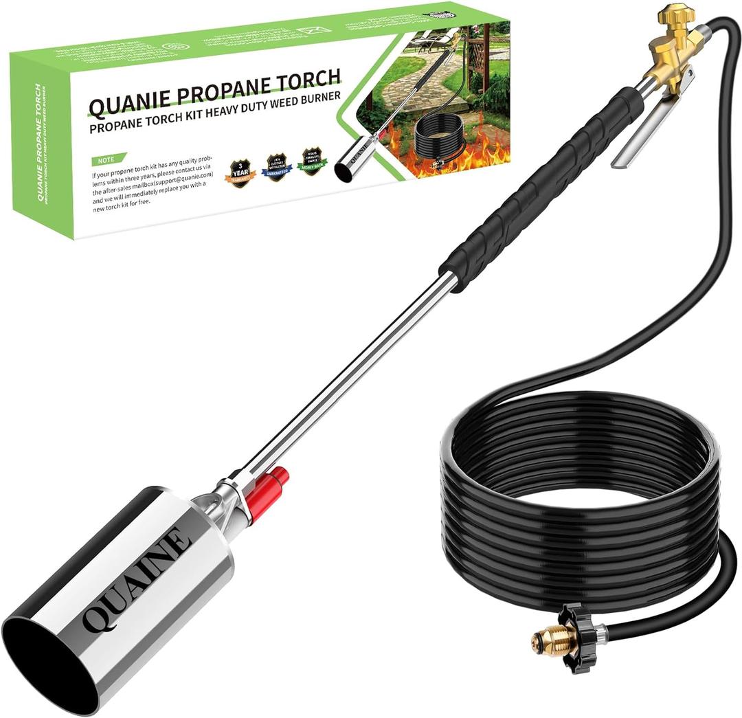 Propane Torch Weed Burner Kit,High Output 2,800,000 BTU with Self Igniter and Turbo-Blast Trigger,Heavy Duty Blow Torch with 10FT Hose,Flamethrower for Weeding,Roofing,Melting Snow,Road Paint Removing