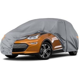 Waterproof Car Cover Compatible with 2017-2025 Chevy Bolt EV EUV, 10 Layers All Weather Car Covers with Inner Cotton and Windproof Bands, Zipper Door for Snow Rain Dust Protection