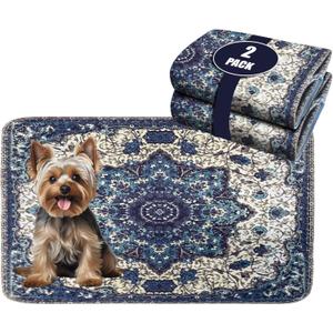 PUPIBOO Washable Pee Pads for Dogs and Cats - Super Absorbent Reusable Puppy Training Pads - 100% Waterproof, Leak-Proof & Non-Slip Whelping Pads for Pet Housebreaking (18 x 24 Inch (Pack of 2), Blue Medallion)