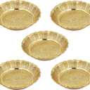Shubhkart Brass Engraved Nakshi Plate Set 11 cm (Pack of 5)  Indian Decorative Ritual Plates for Puja, Meditation & Festive Dcor | Traditional Hindu Offering Plates for Home Altar & Cultural Gifting